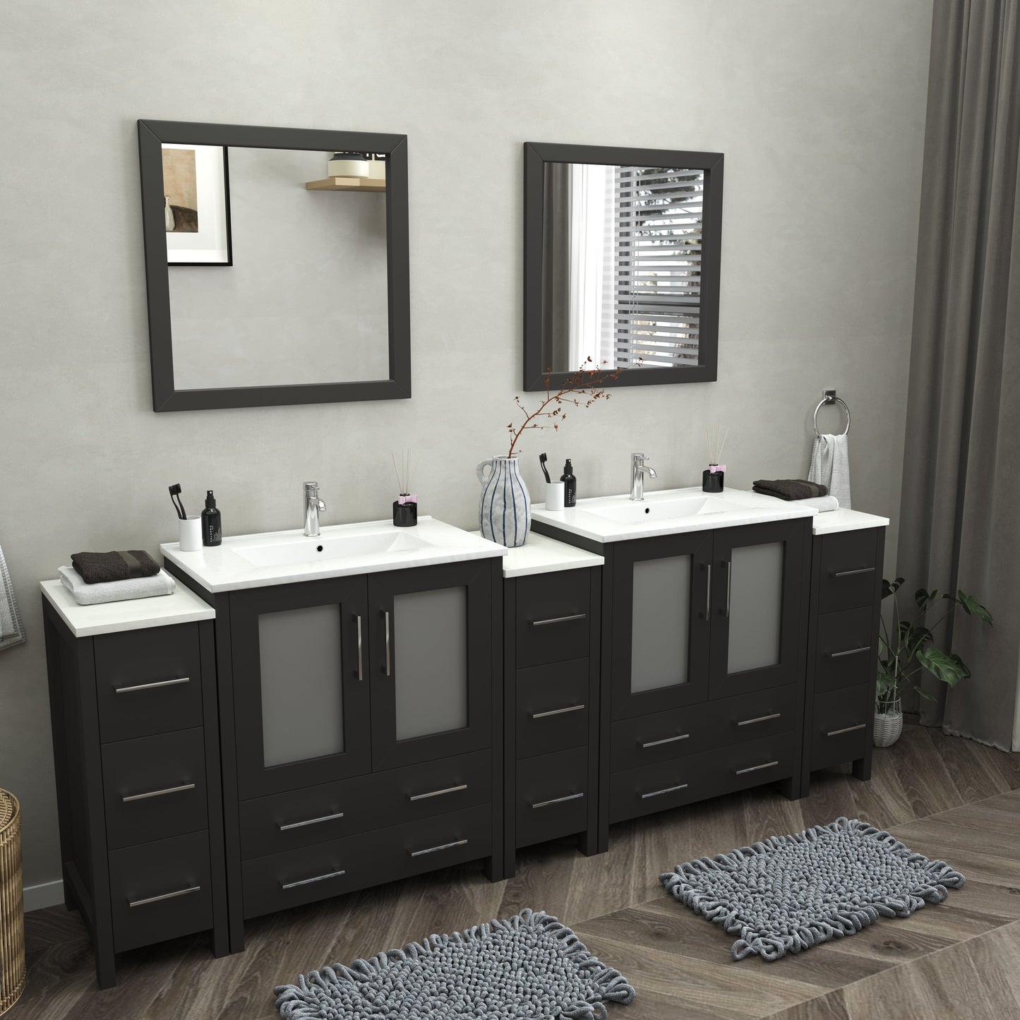 Vanity Art Brescia 96" Double Sink Modern Bathroom Vanity Set