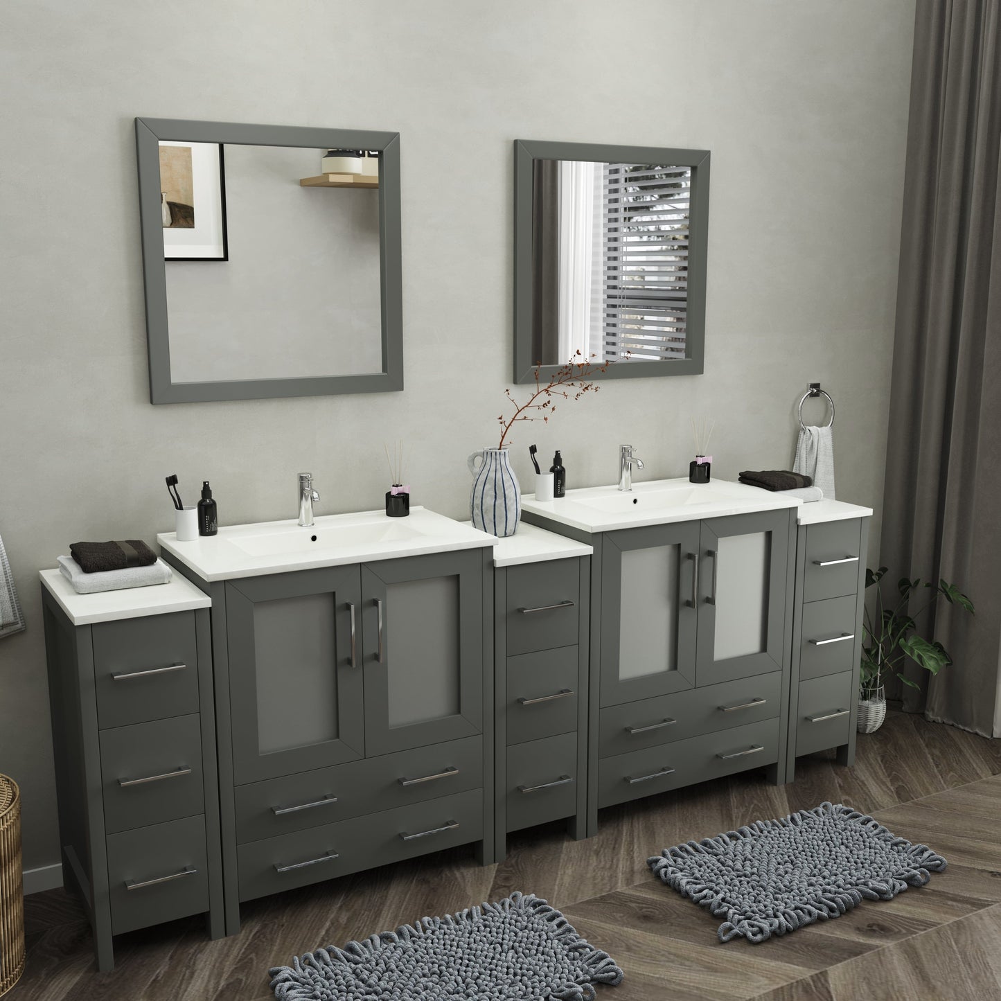 Vanity Art Brescia 96" Double Sink Modern Bathroom Vanity Set
