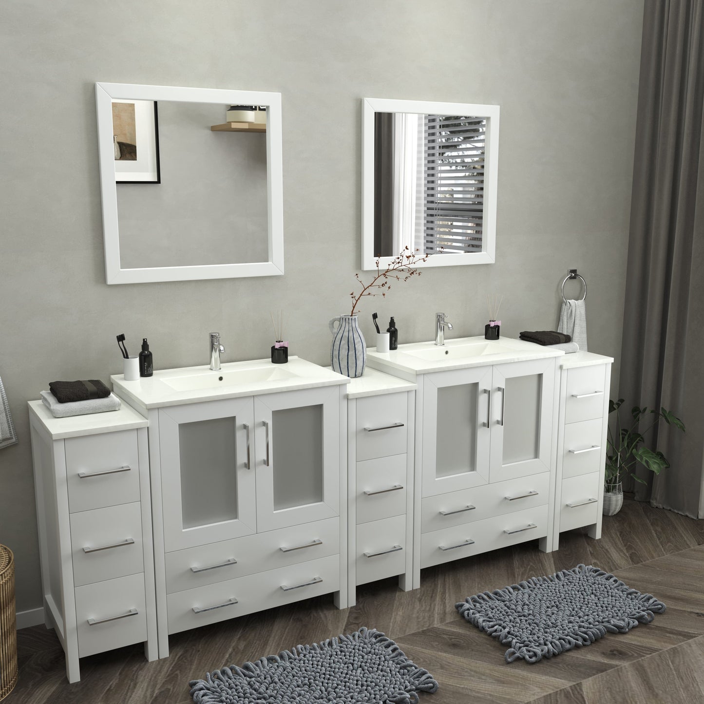 Vanity Art Brescia 96" Double Sink Modern Bathroom Vanity Set