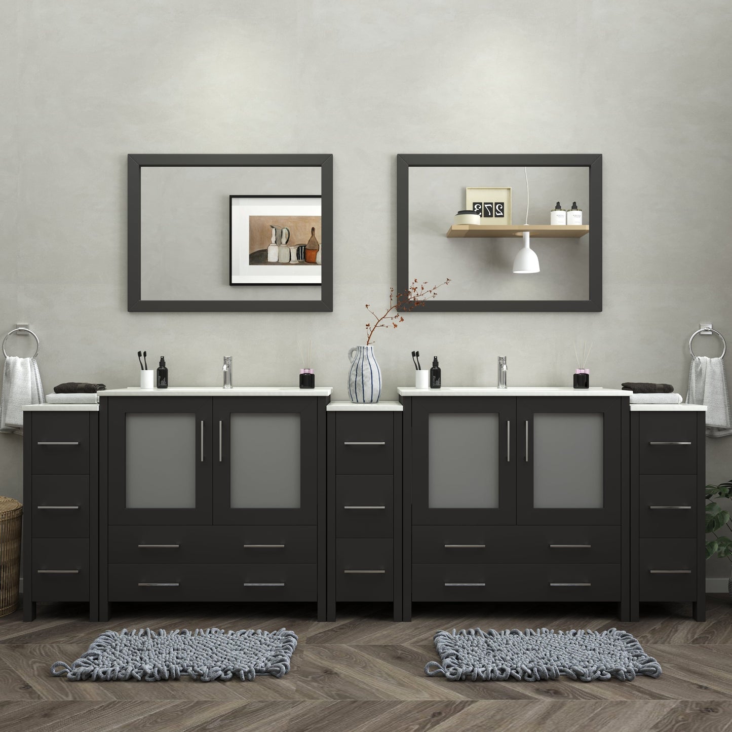 Vanity Art Brescia 108" Double Sink Modern Bathroom Vanity Set