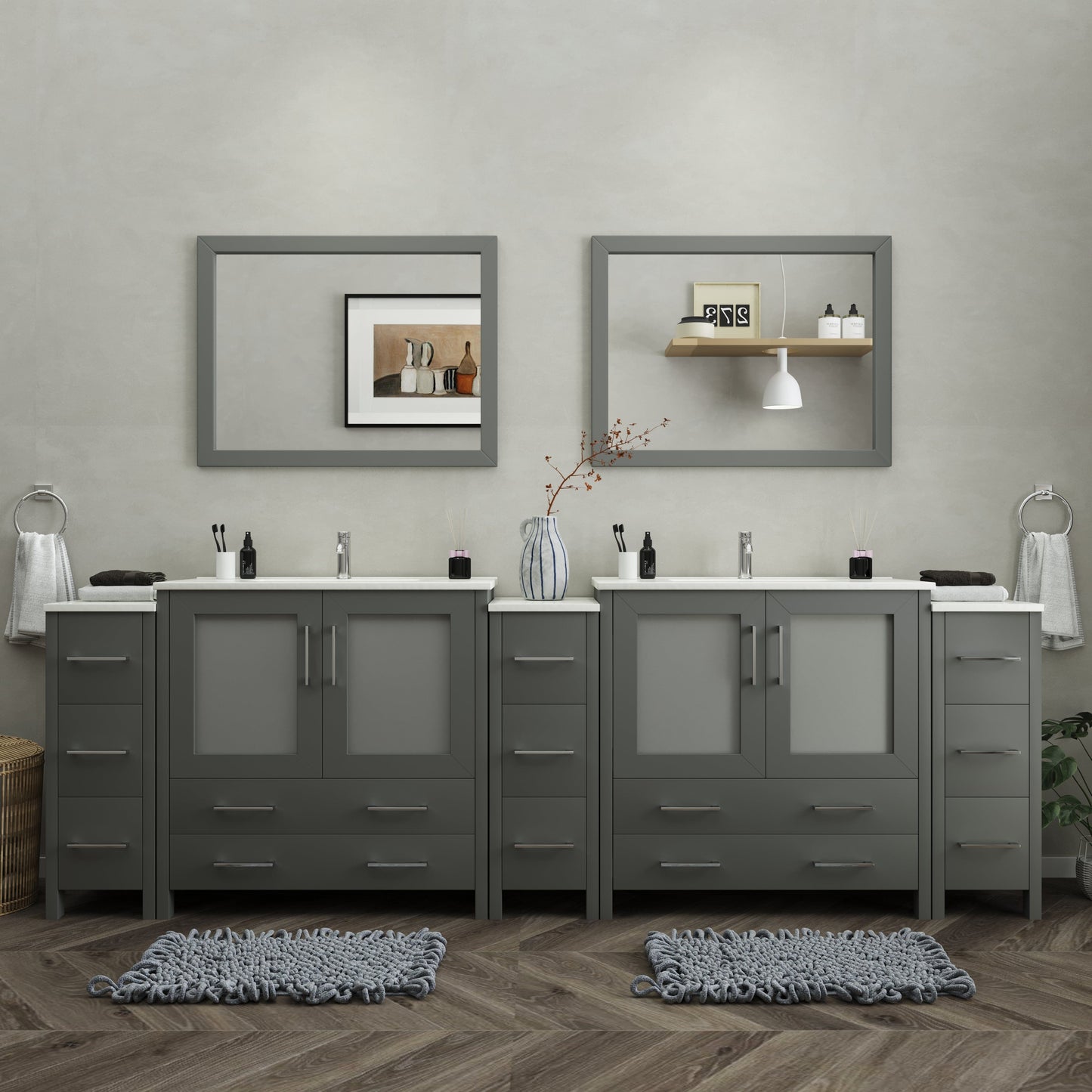 Vanity Art Brescia 108" Double Sink Modern Bathroom Vanity Set