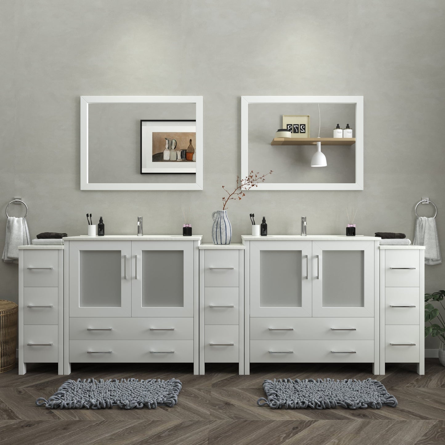 Vanity Art Brescia 108" Double Sink Modern Bathroom Vanity Set