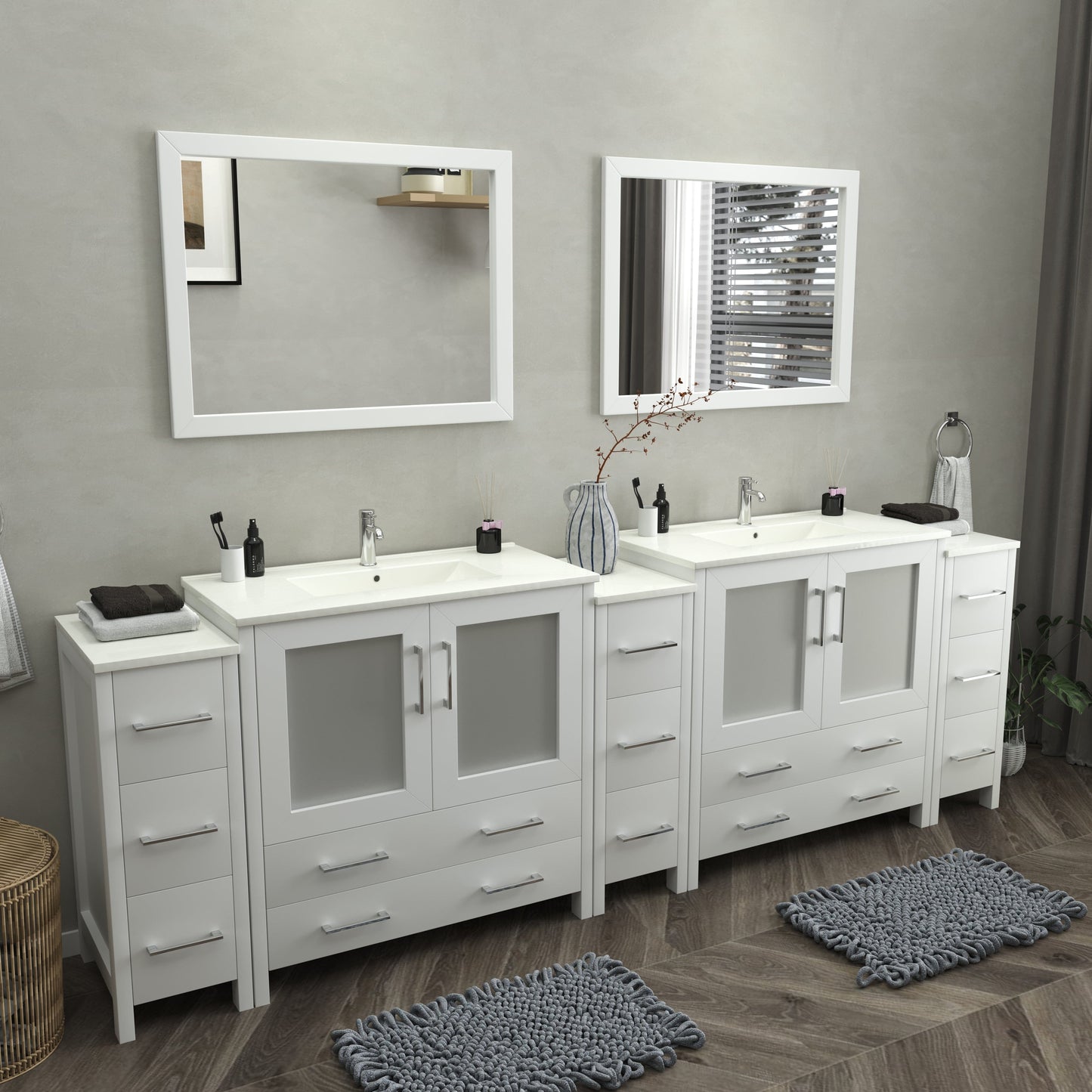 Vanity Art Brescia 108" Double Sink Modern Bathroom Vanity Set