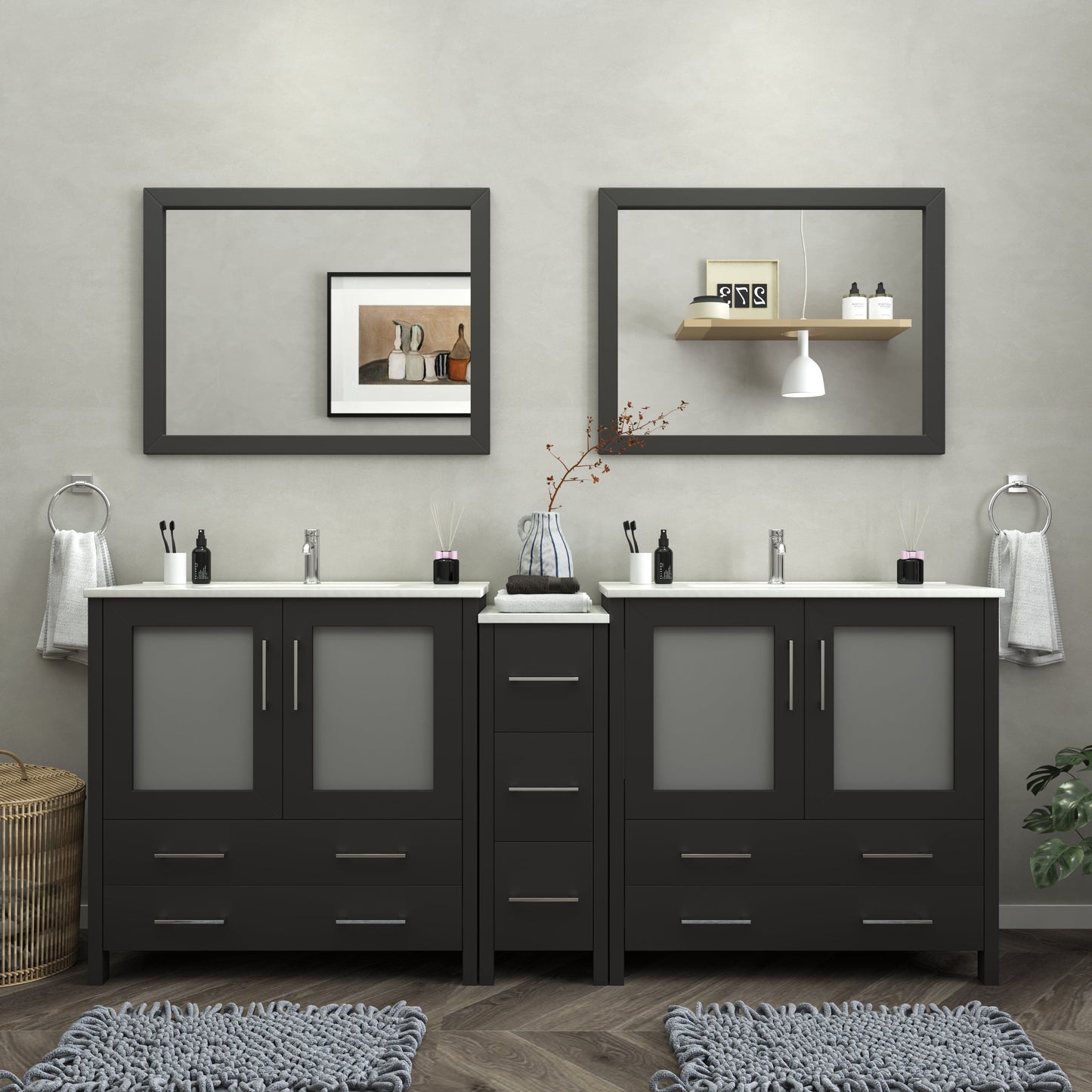 Vanity Art Brescia 84"Double Sink Modern Bathroom Vanity Set