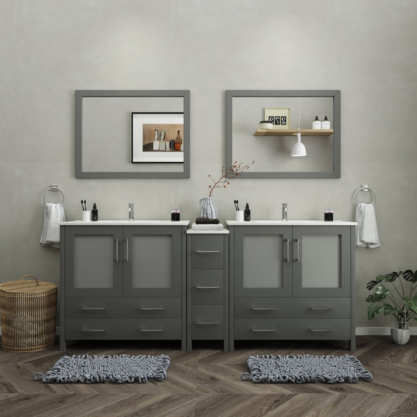 Vanity Art Brescia 84"Double Sink Modern Bathroom Vanity Set