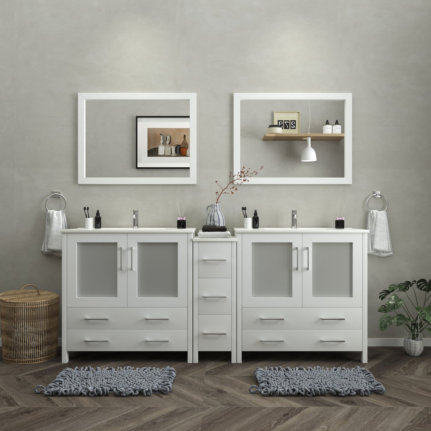 Vanity Art Brescia 84"Double Sink Modern Bathroom Vanity Set