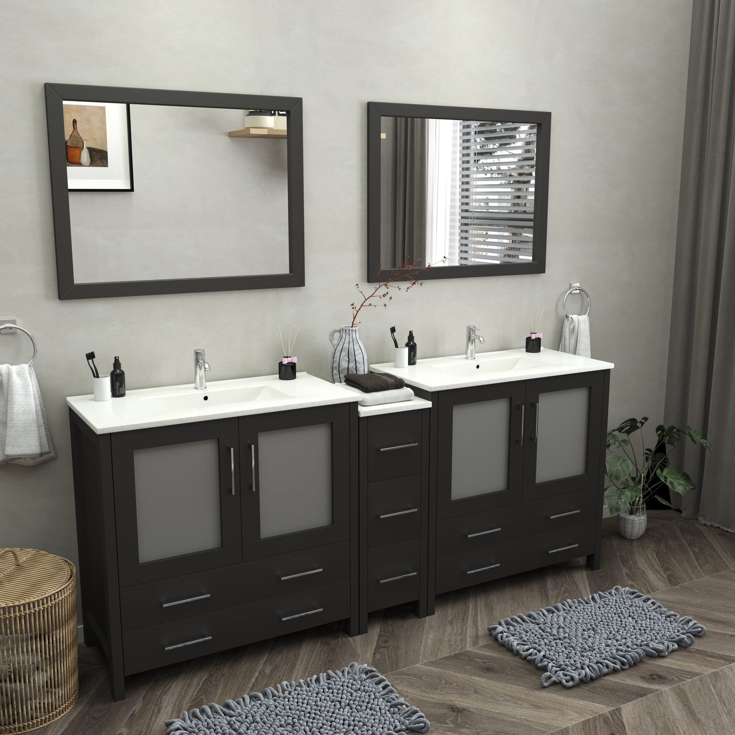 Vanity Art Brescia 84"Double Sink Modern Bathroom Vanity Set