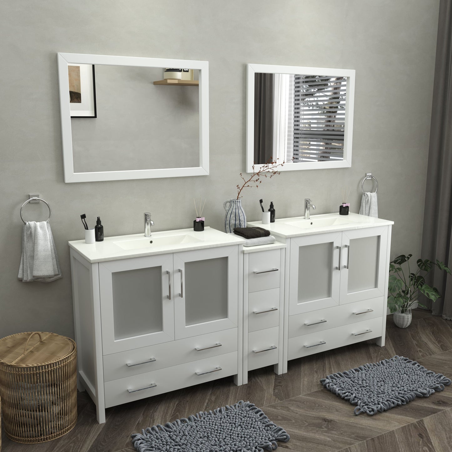 Vanity Art Brescia 84"Double Sink Modern Bathroom Vanity Set