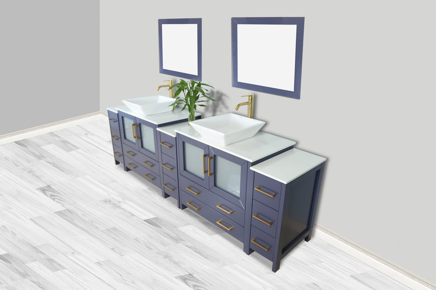 Vanity Art Ravenna 108" Double Sink Bathroom Vanity Combo Set