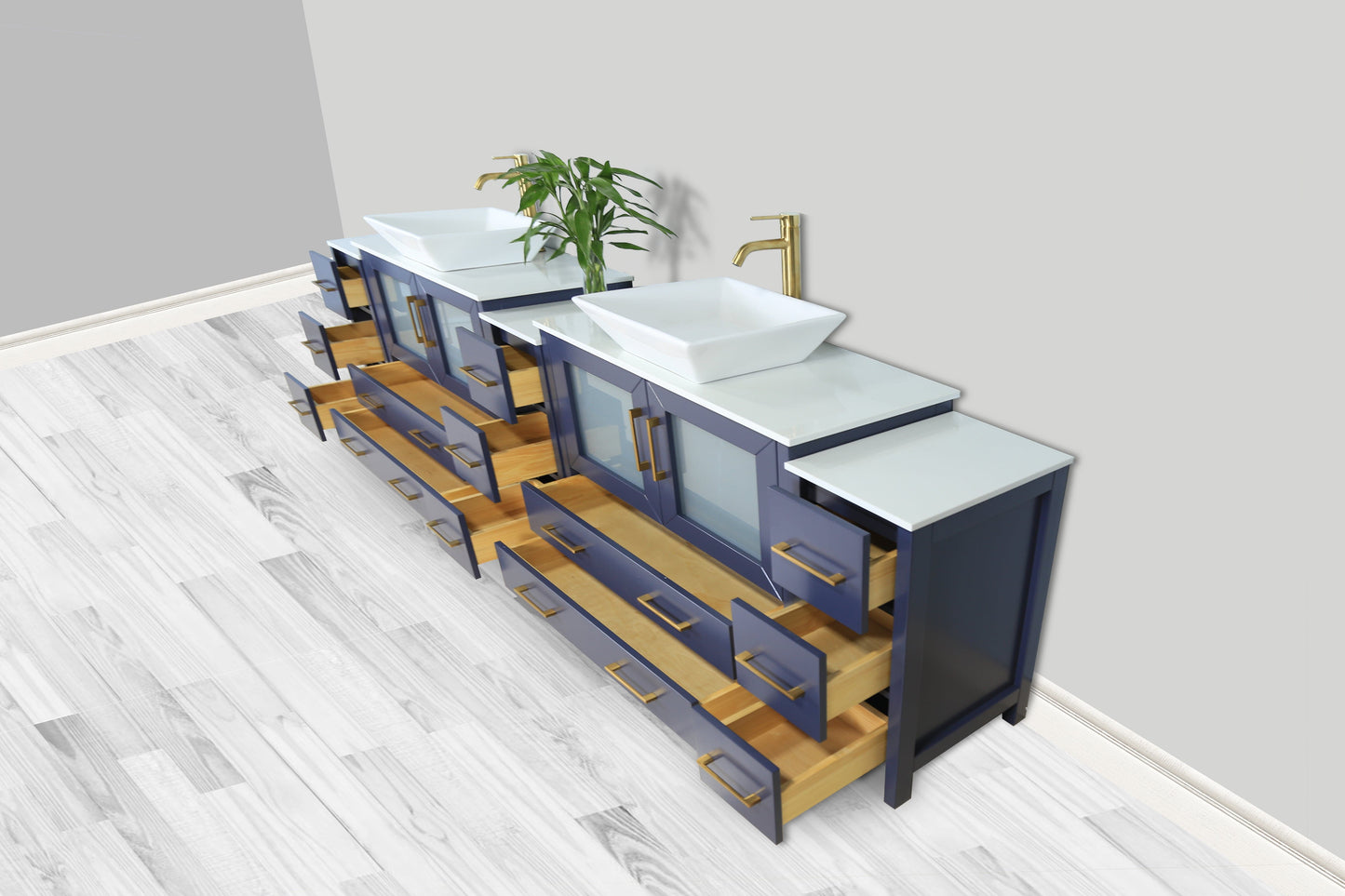 Vanity Art Ravenna 108" Double Sink Bathroom Vanity Combo Set