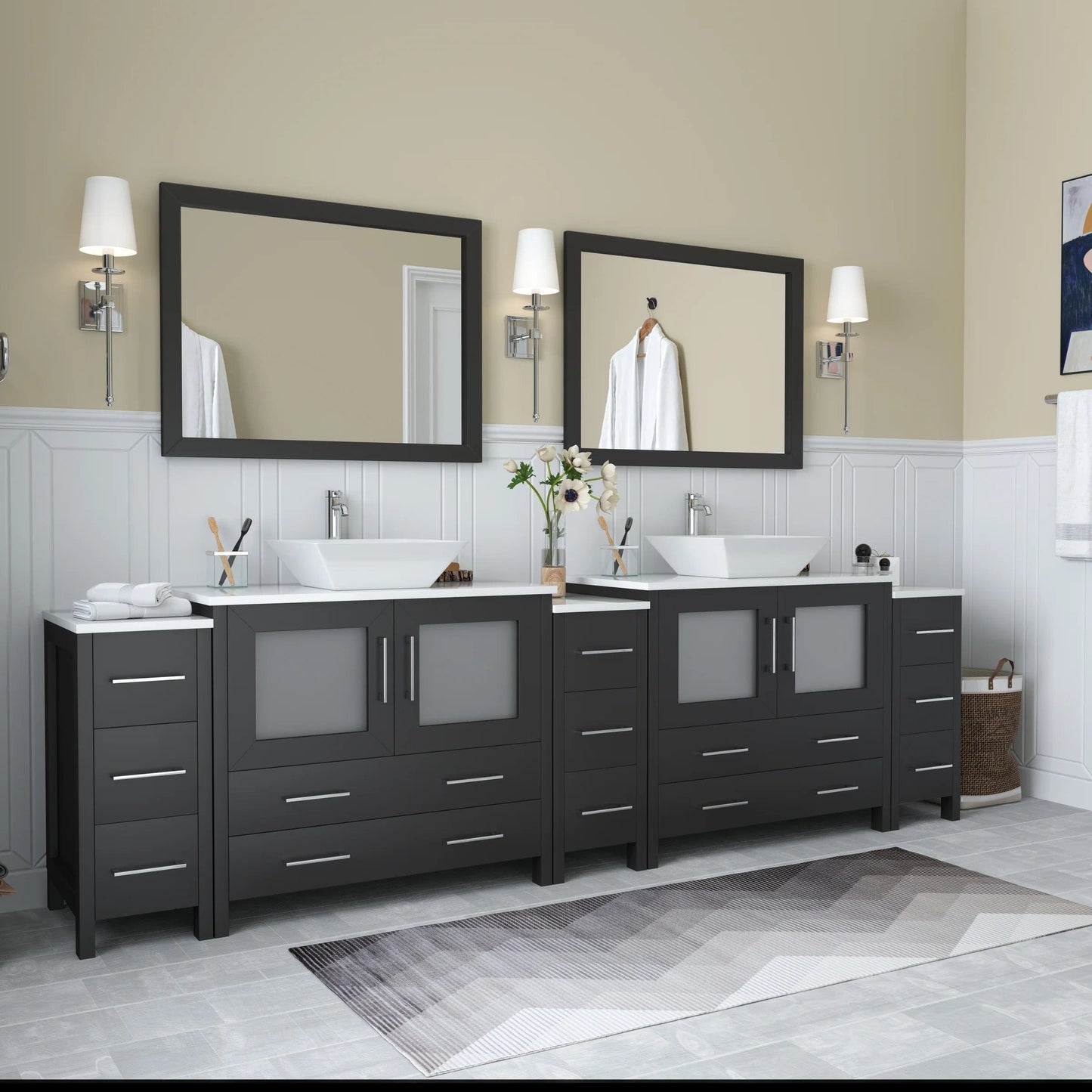 Vanity Art Ravenna 108" Double Sink Bathroom Vanity Combo Set