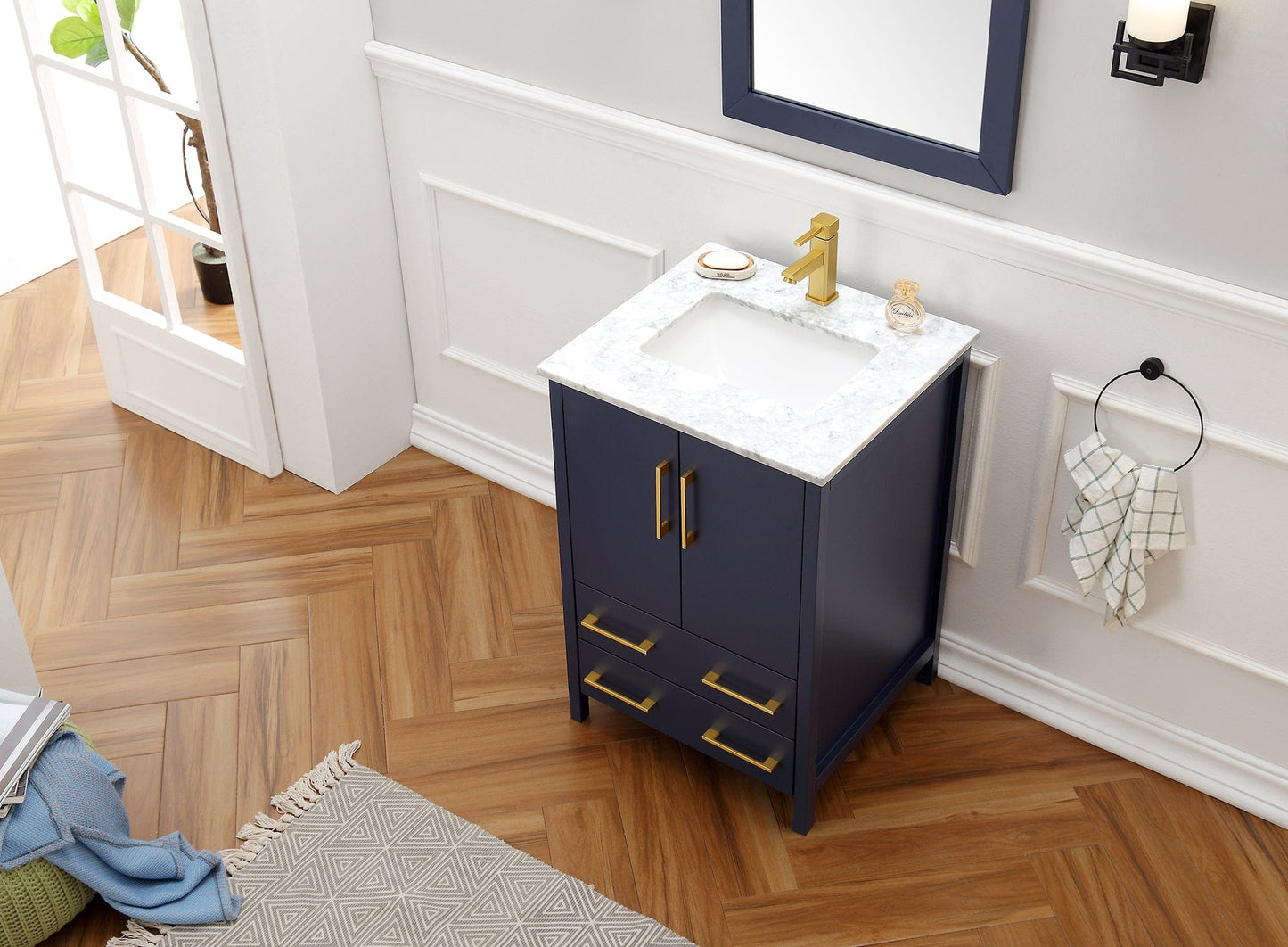 Legion Furniture 24" Blue Solid Wood Sink Vanity With Mirror WA7924-B