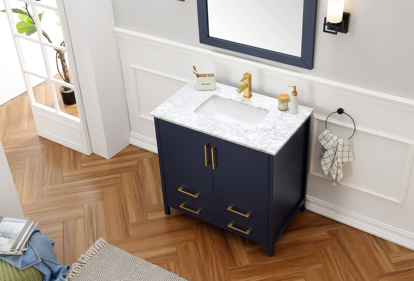 Legion Furniture 36" Blue Solid Wood Sink Vanity With Mirror WA7936-B