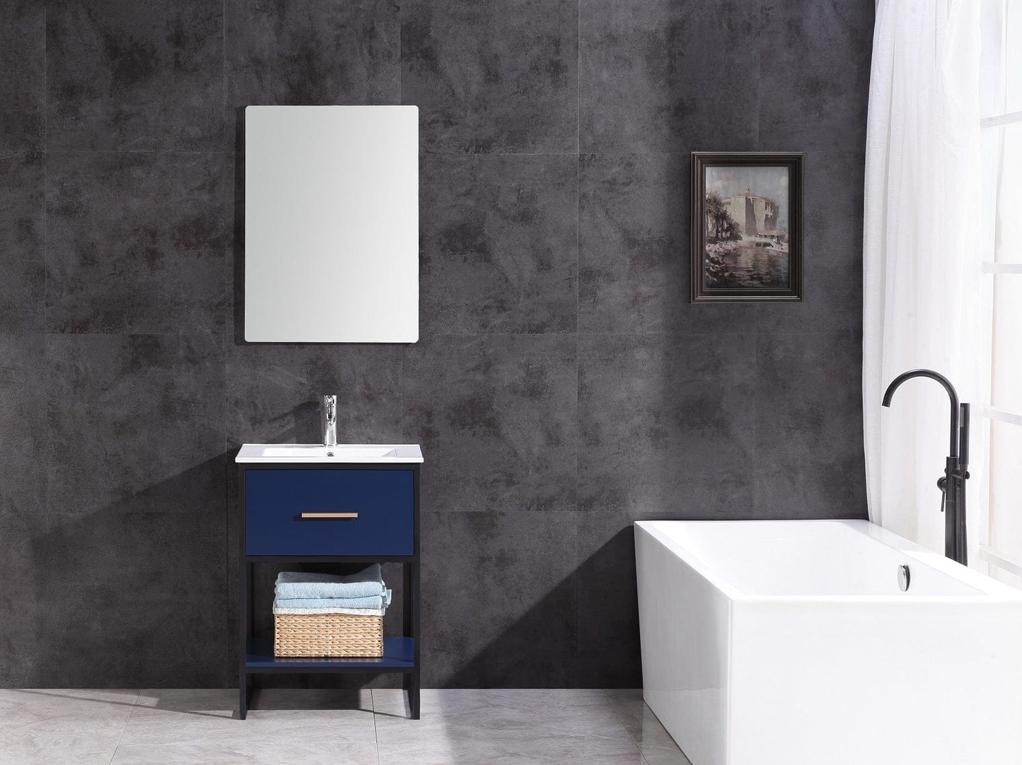 Legion Furniture 24" Blue Finish Sink Vanity With Black Metal Frame-Pvc WH7024-BL-PVC