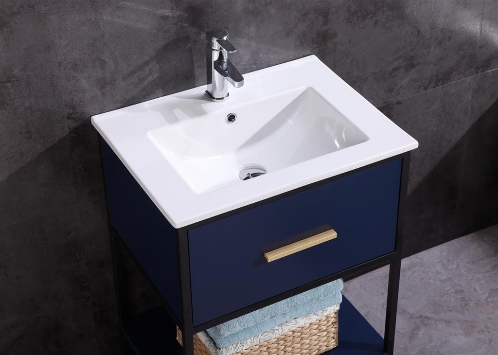 Legion Furniture 24" Blue Finish Sink Vanity With Black Metal Frame-Pvc WH7024-BL-PVC