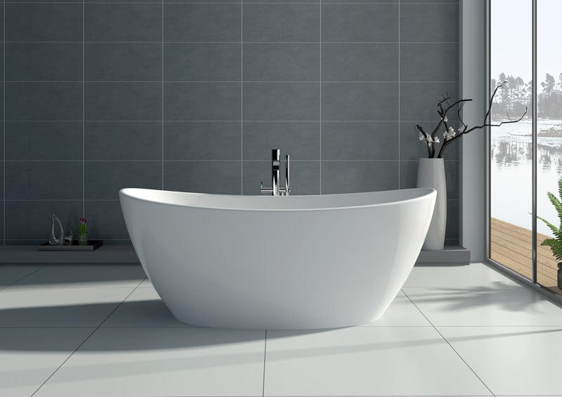 Legion Furniture 64.2" White Matt Solid Surface Tub - No Faucet WJ8611-W