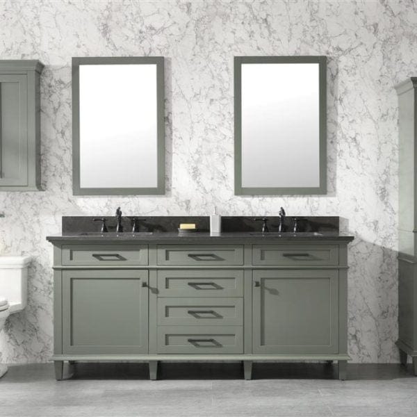 Legion Furniture 72" Double Single Sink Vanity Cabinet With Carrara White Top