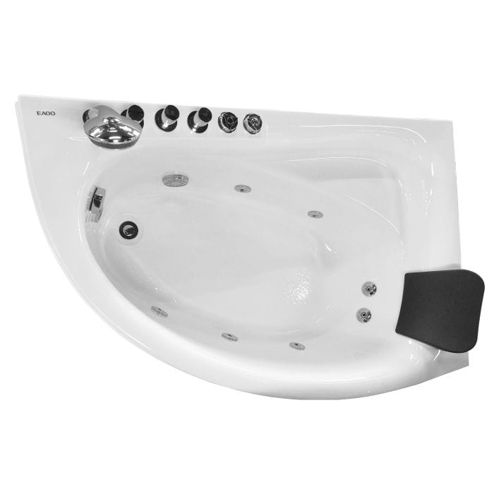 EAGO AM161-L 5' Single Person Corner White Acrylic Whirlpool Bath Tub - Drain on Left