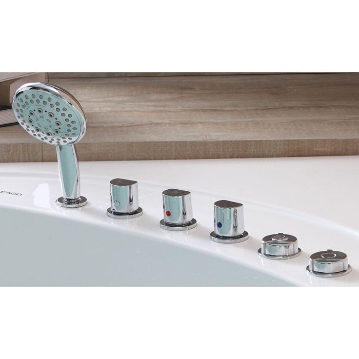 EAGO AM200 5' Rounded Modern Double Seat Corner Whirlpool Bath Tub with Fixtures