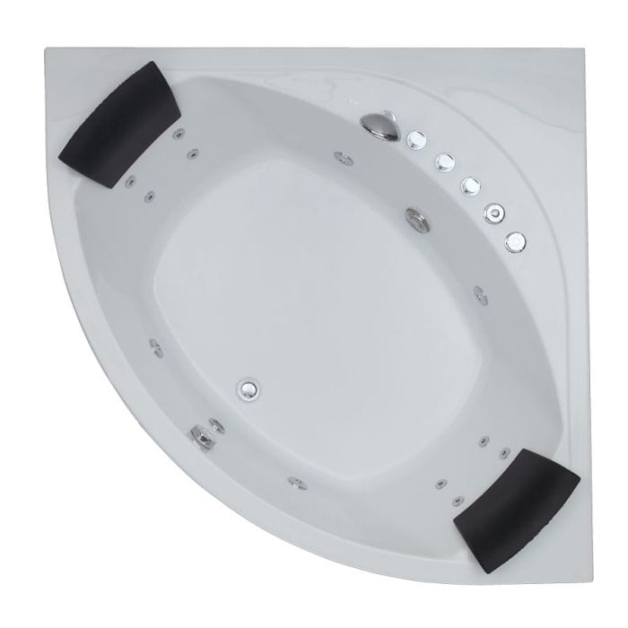 EAGO AM200 5' Rounded Modern Double Seat Corner Whirlpool Bath Tub with Fixtures