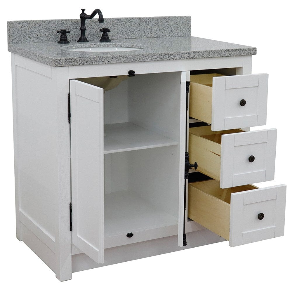 Bellaterra 37" Single vanity in Glacier Ash Finish - Left doors/Left Sink 400100-37L-GA