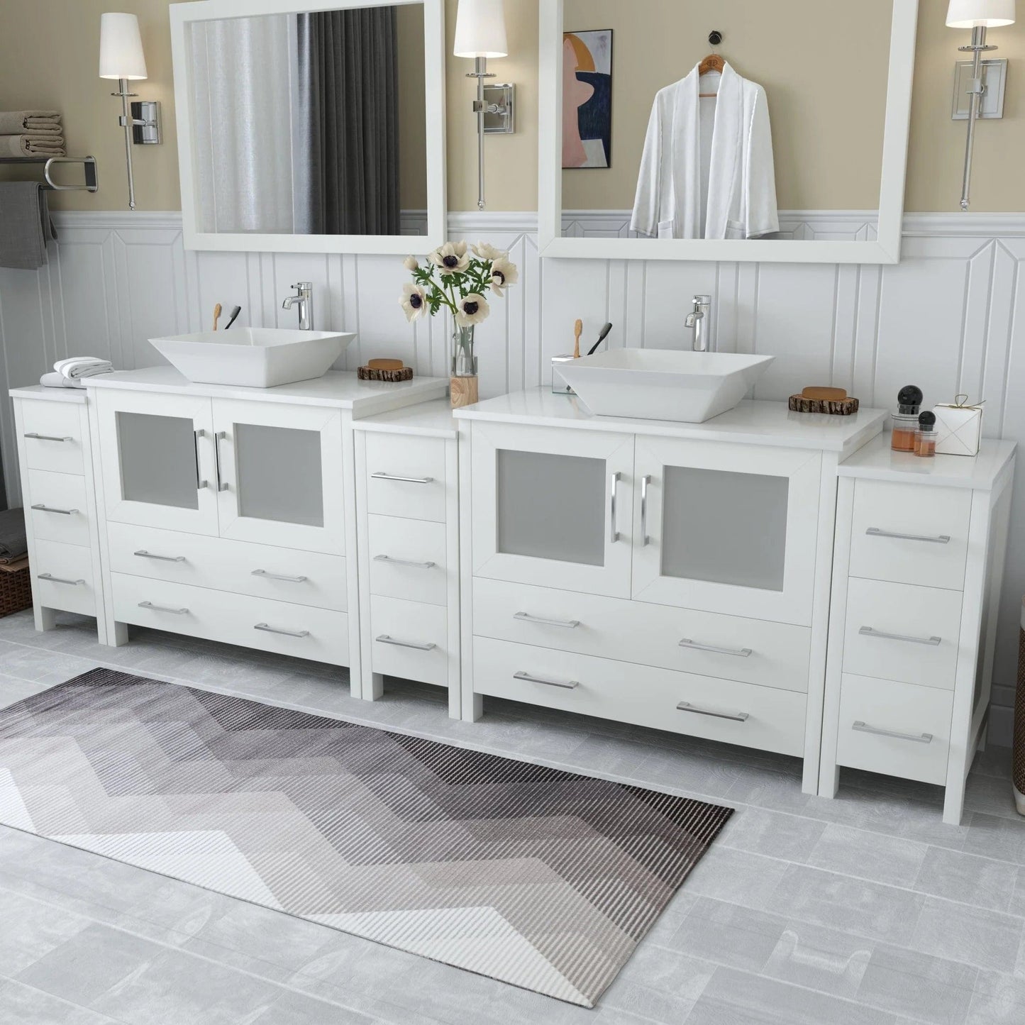 Vanity Art Ravenna 108" Double Sink Bathroom Vanity Combo Set