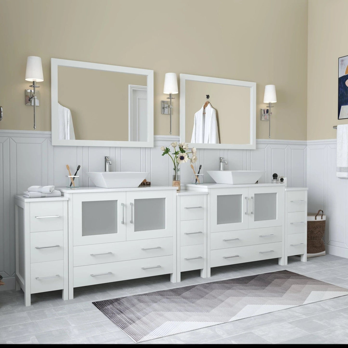 Vanity Art Ravenna 108" Double Sink Bathroom Vanity Combo Set