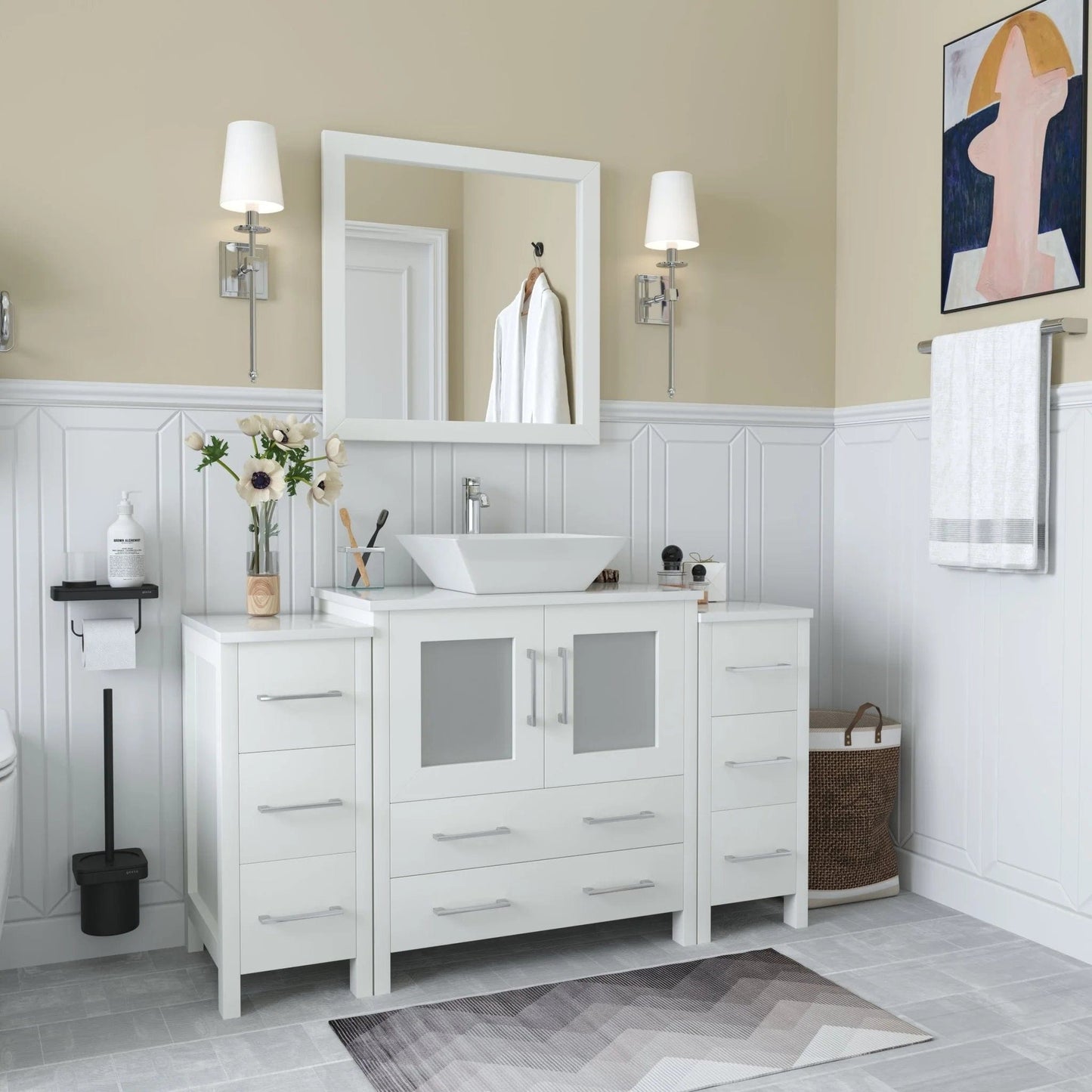 Vanity Art Ravenna 54" Single Sink Bathroom Vanity Combo Set