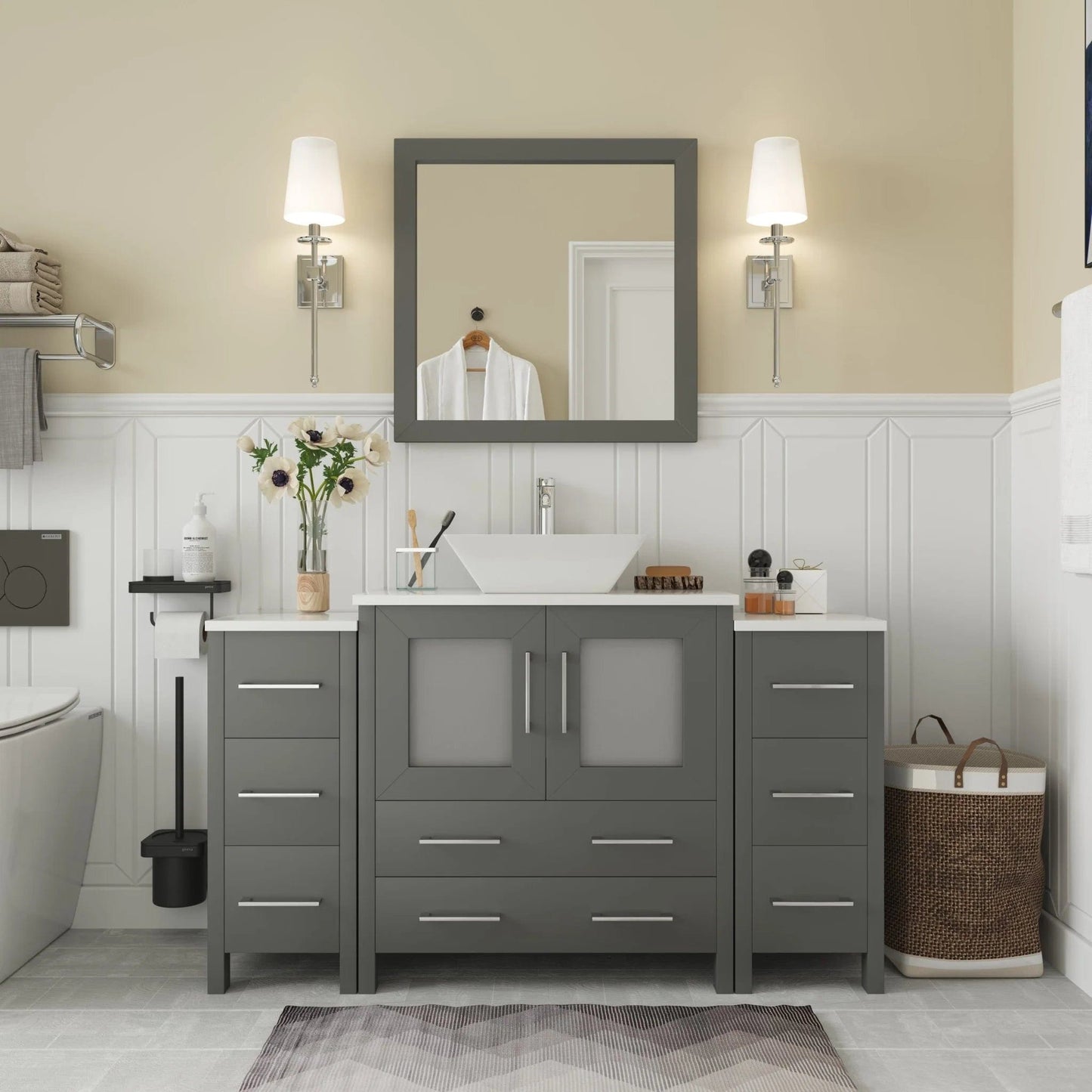 Vanity Art Ravenna 54" Single Sink Bathroom Vanity Combo Set