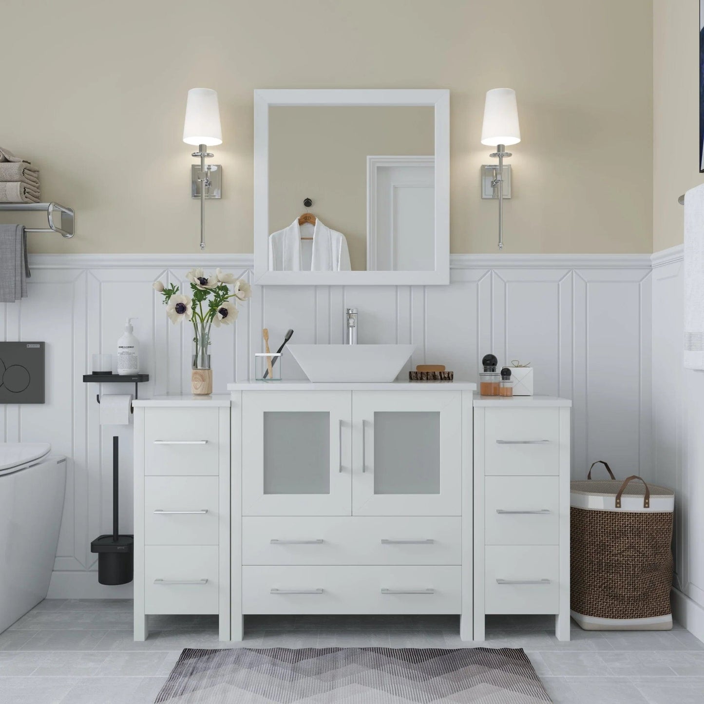 Vanity Art Ravenna 54" Single Sink Bathroom Vanity Combo Set