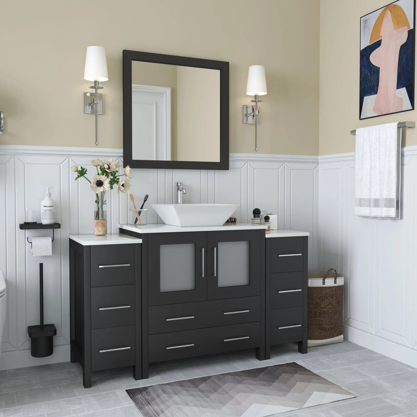 Vanity Art Ravenna 54" Single Sink Bathroom Vanity Combo Set