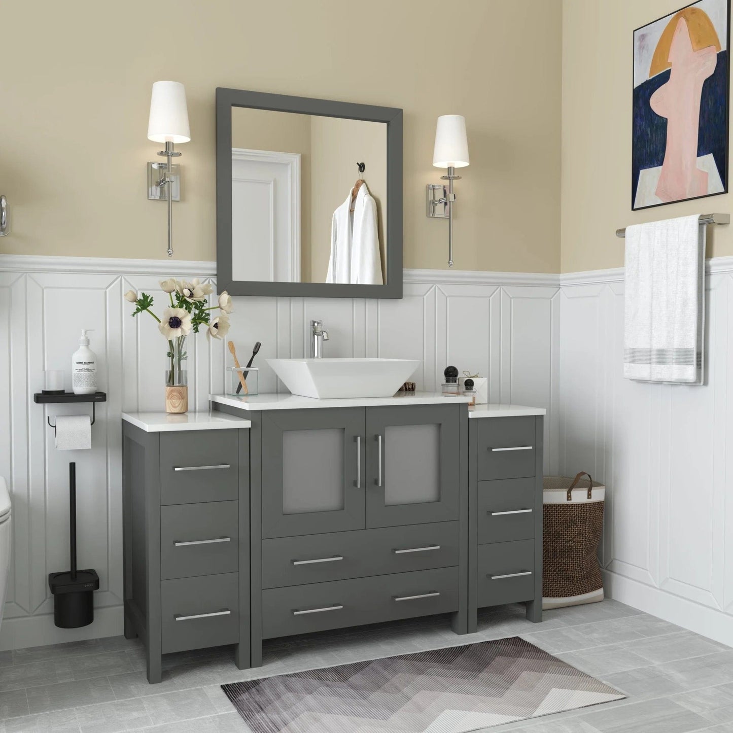 Vanity Art Ravenna 54" Single Sink Bathroom Vanity Combo Set
