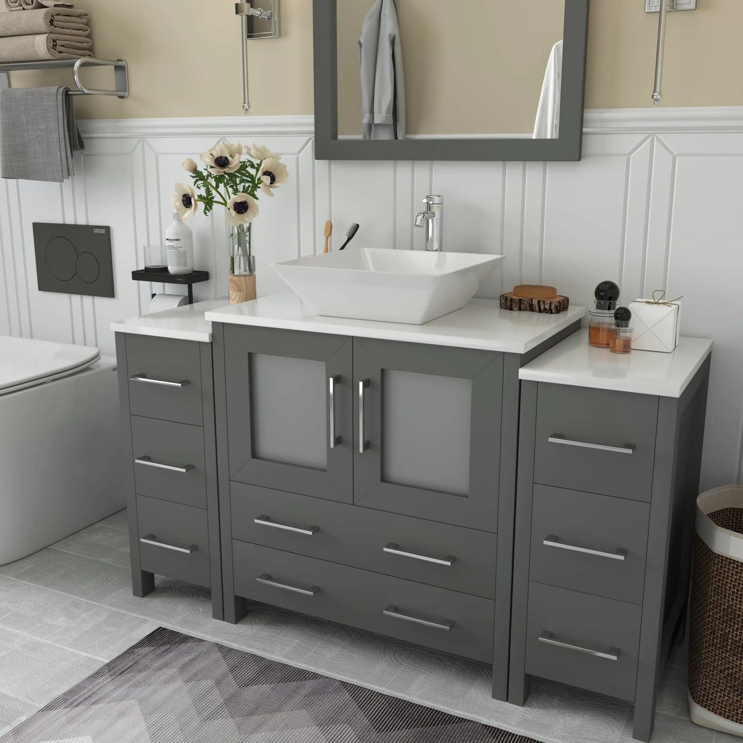 Vanity Art Ravenna 54" Single Sink Bathroom Vanity Combo Set