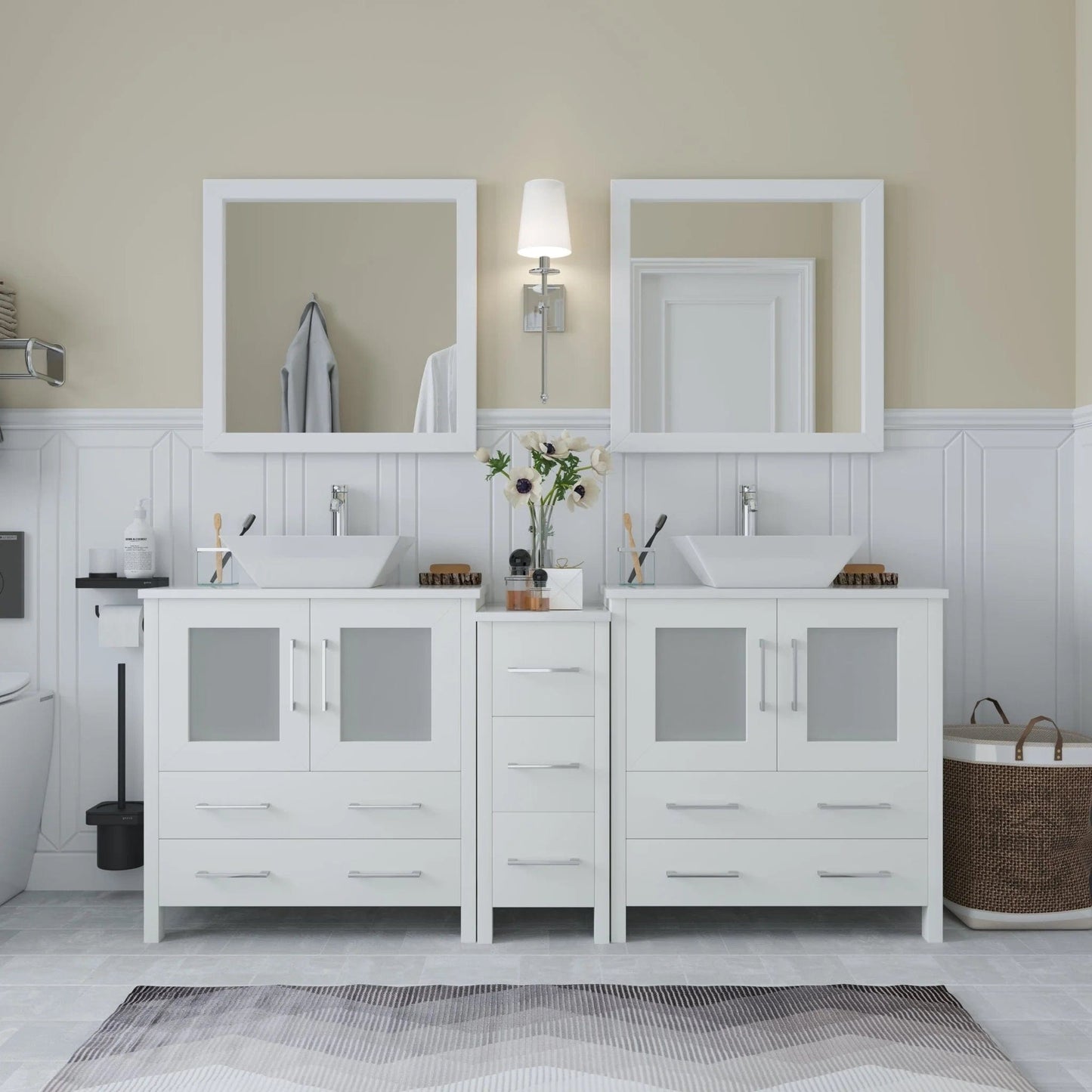 Vanity Art Ravenna 72" Double Sink Bathroom Vanity Combo Set