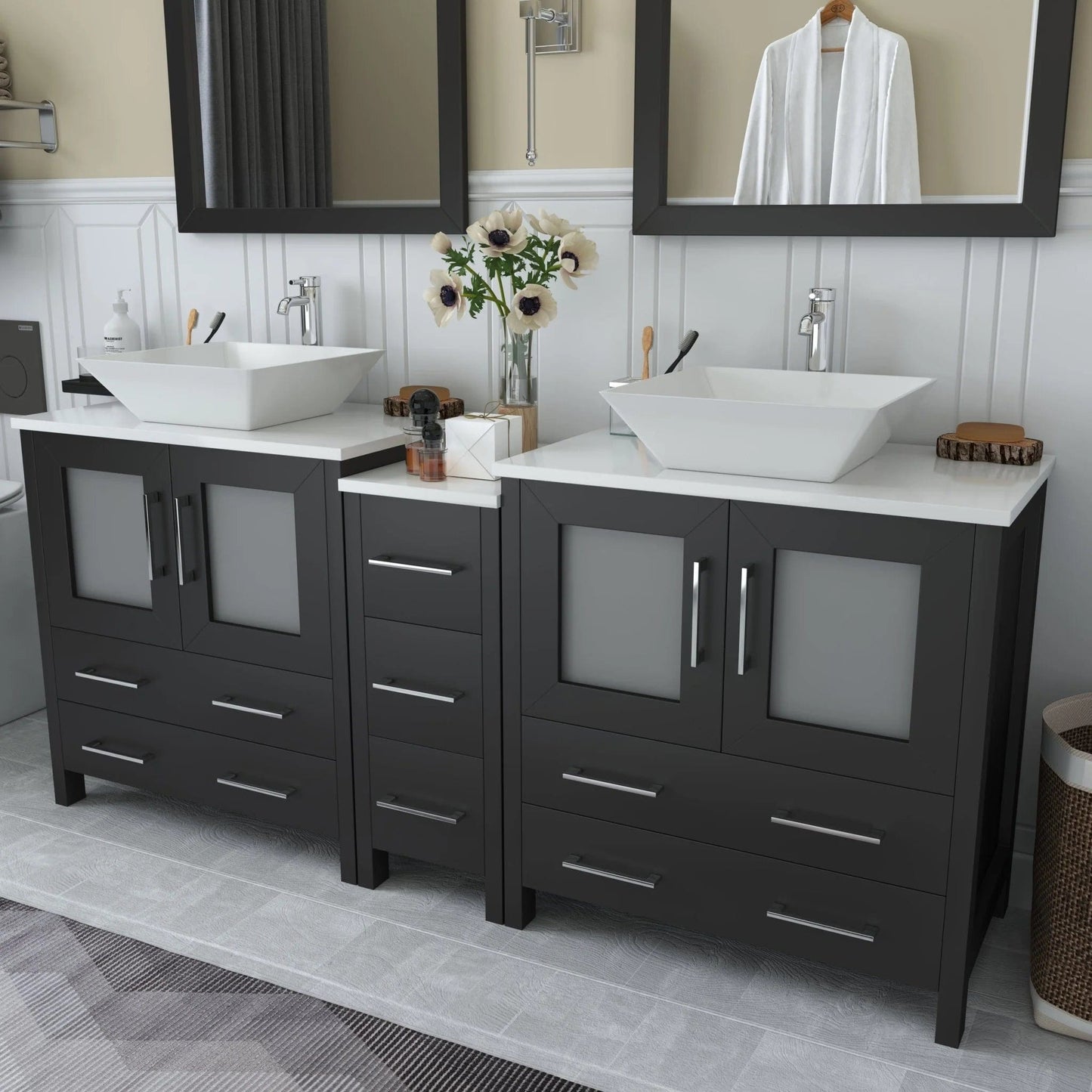 Vanity Art Ravenna 72" Double Sink Bathroom Vanity Combo Set