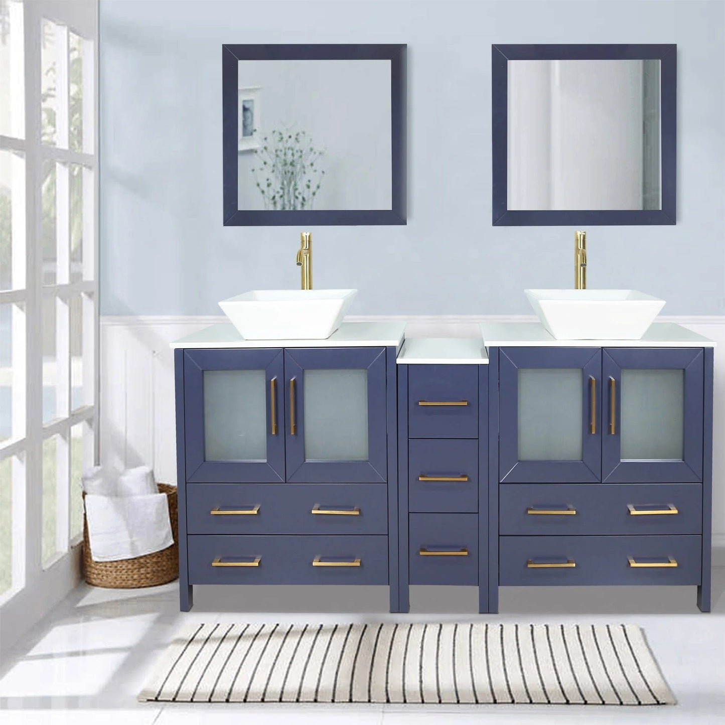Vanity Art Ravenna 72" Double Sink Bathroom Vanity Combo Set