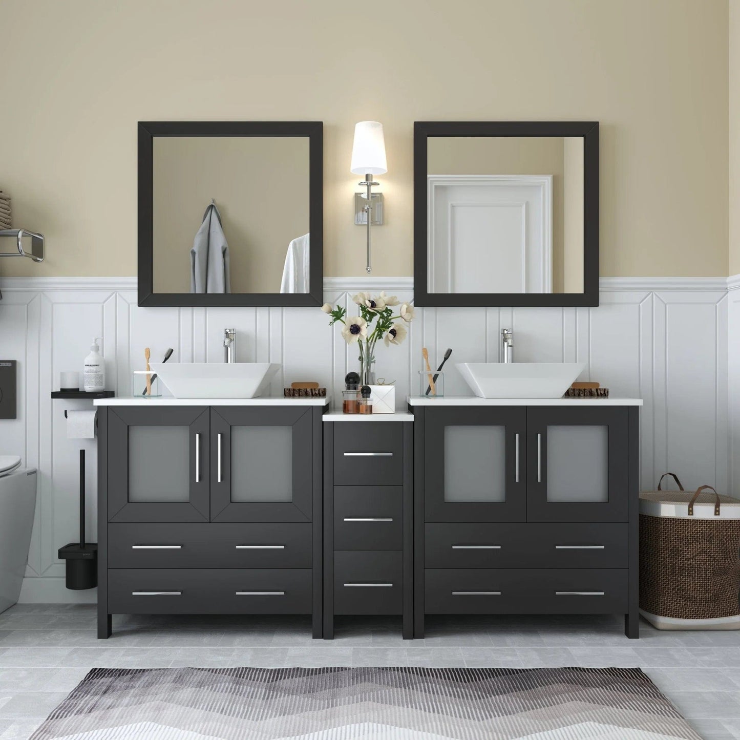 Vanity Art Ravenna 72" Double Sink Bathroom Vanity Combo Set