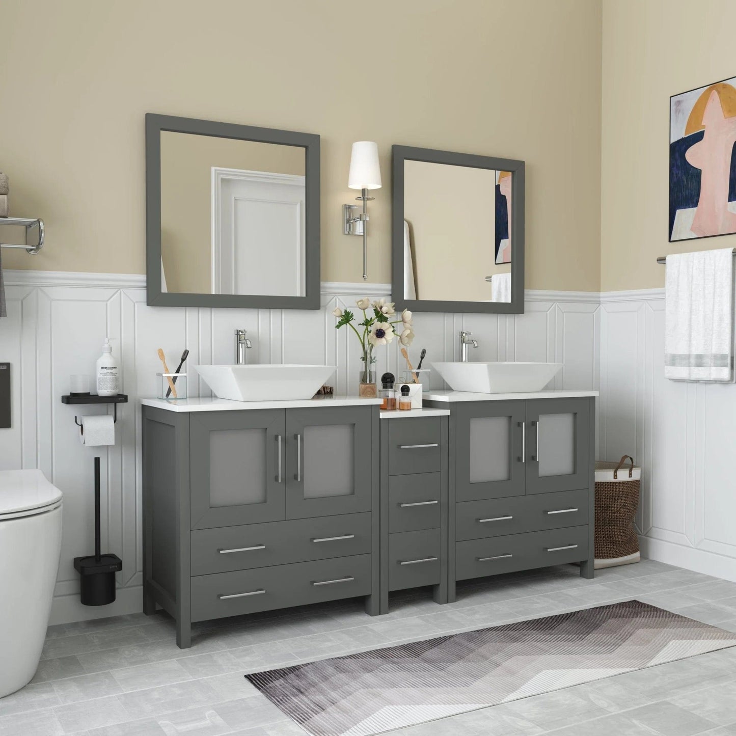 Vanity Art Ravenna 72" Double Sink Bathroom Vanity Combo Set