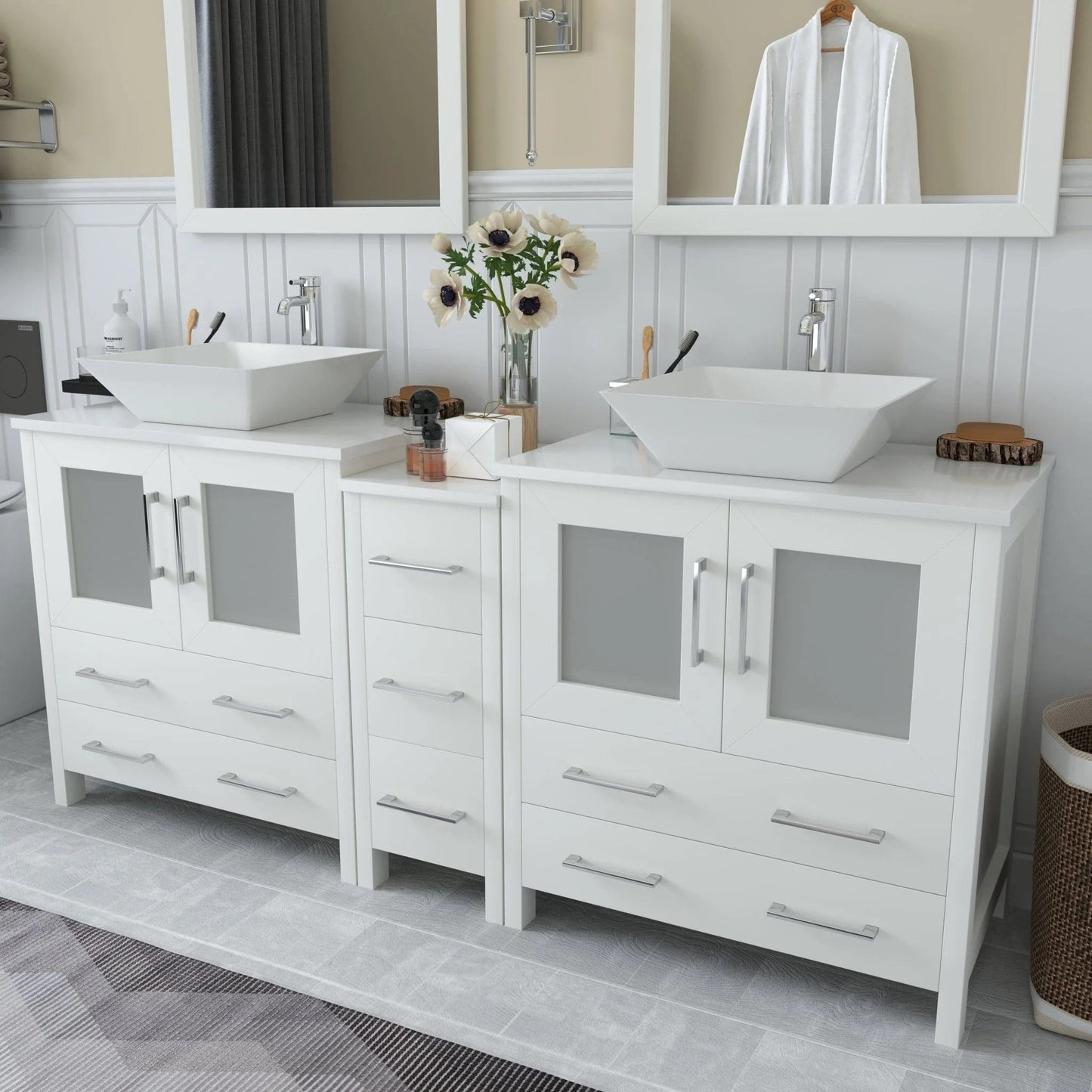Vanity Art Ravenna 72" Double Sink Bathroom Vanity Combo Set