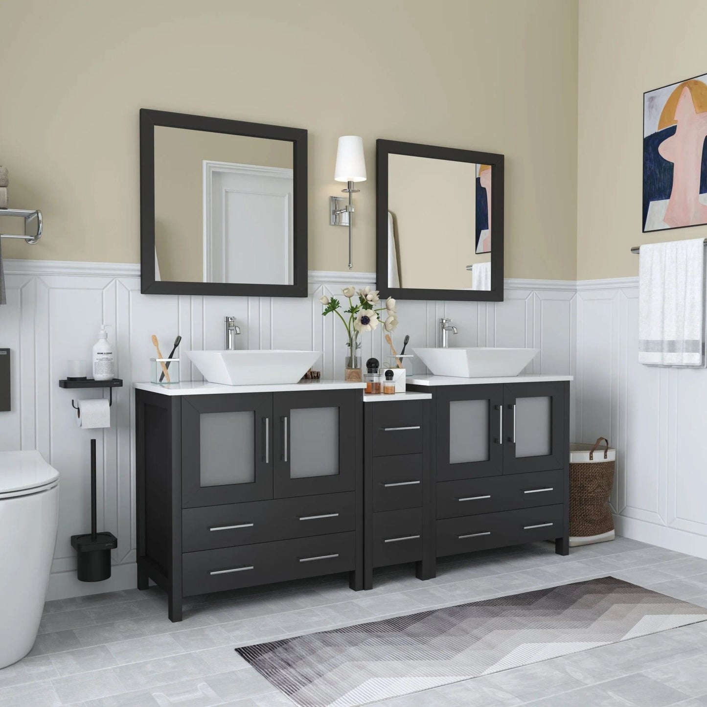 Vanity Art Ravenna 72" Double Sink Bathroom Vanity Combo Set