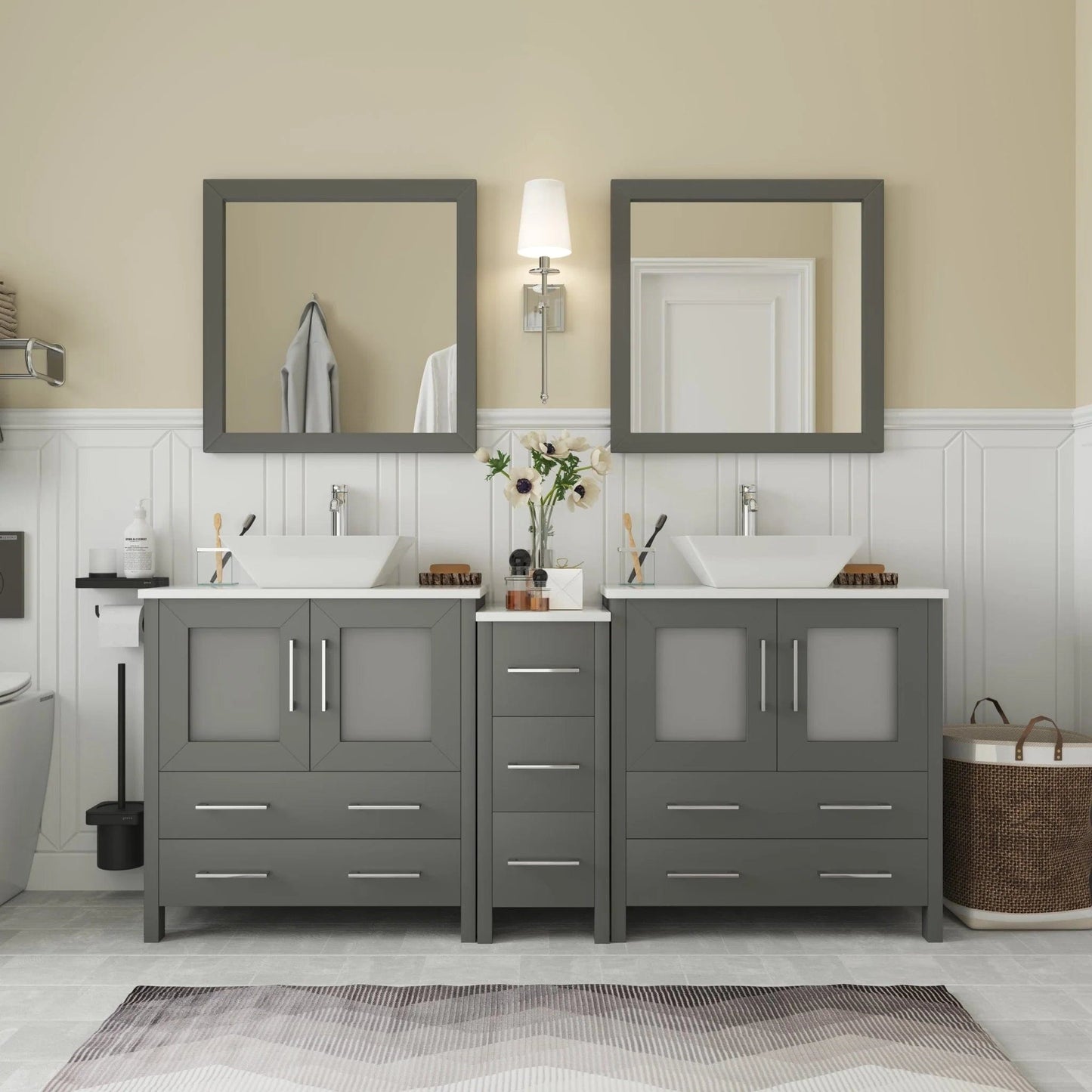 Vanity Art Ravenna 72" Double Sink Bathroom Vanity Combo Set