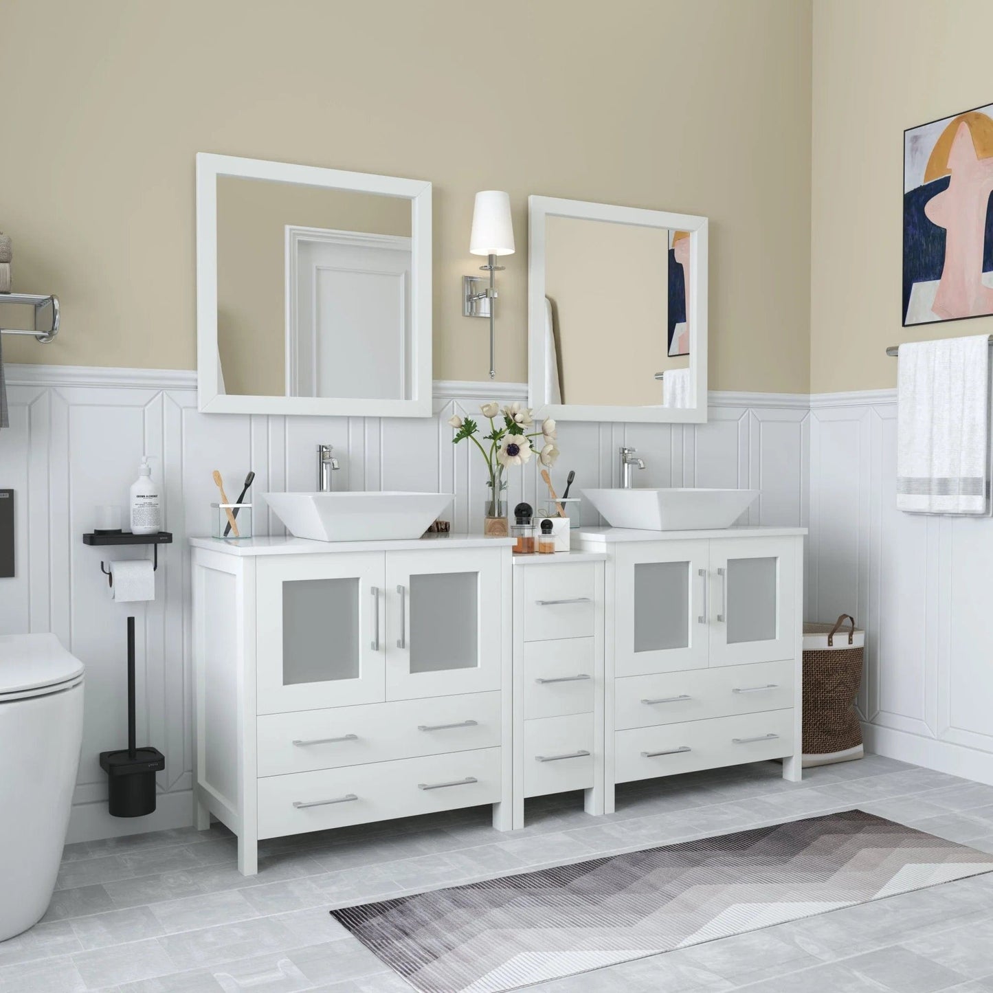 Vanity Art Ravenna 72" Double Sink Bathroom Vanity Combo Set