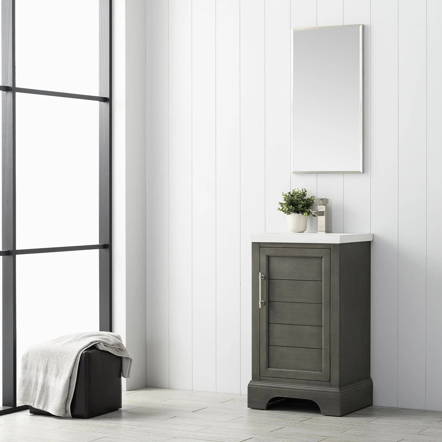 Vanity Art Vannes 20" Single Sink Bathroom Vanity in Silver Grey / White / Vintage Green