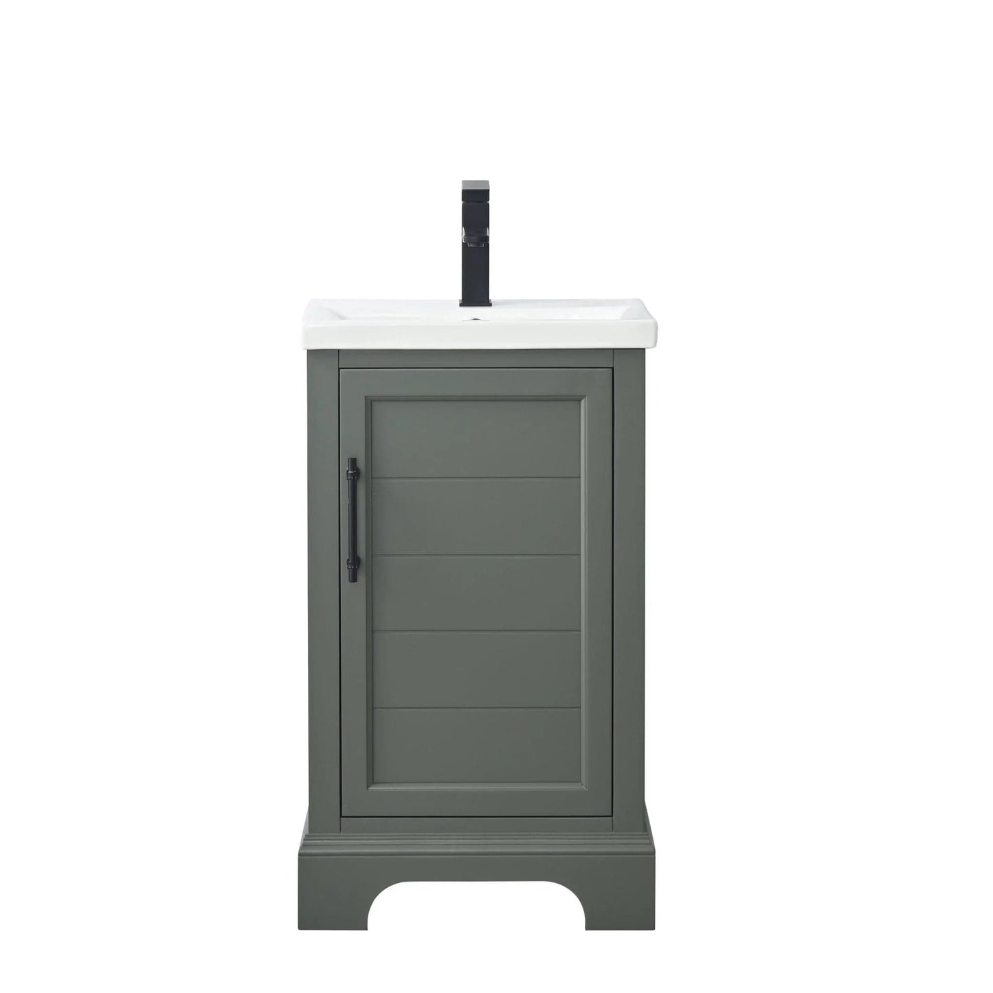 Vanity Art Vannes 20" Single Sink Bathroom Vanity in Silver Grey / White / Vintage Green