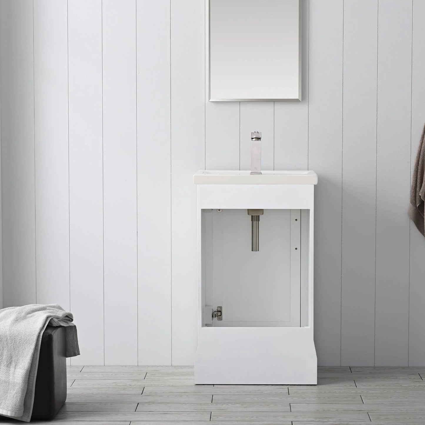 Vanity Art Vannes 20" Single Sink Bathroom Vanity in Silver Grey / White / Vintage Green