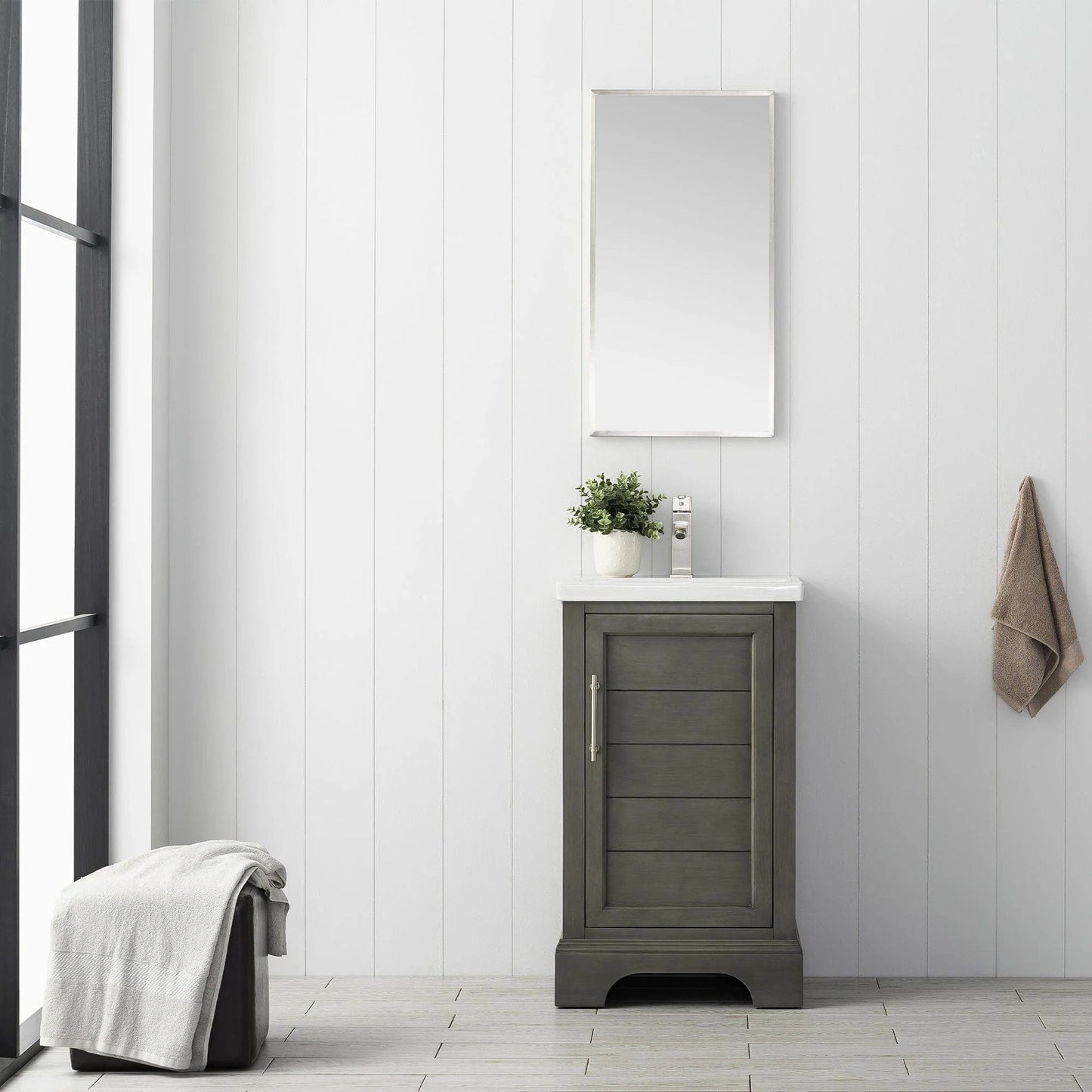 Vanity Art Vannes 20" Single Sink Bathroom Vanity in Silver Grey / White / Vintage Green