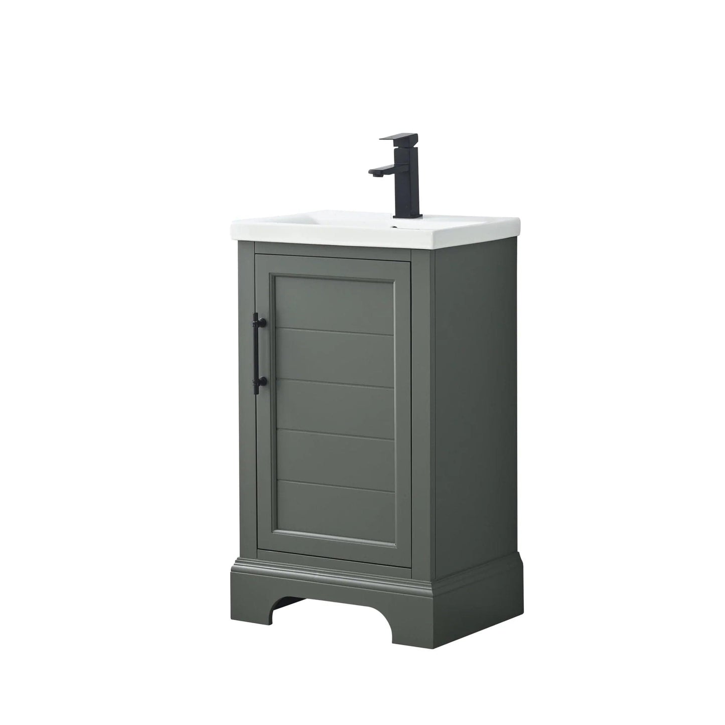 Vanity Art Vannes 20" Single Sink Bathroom Vanity in Silver Grey / White / Vintage Green