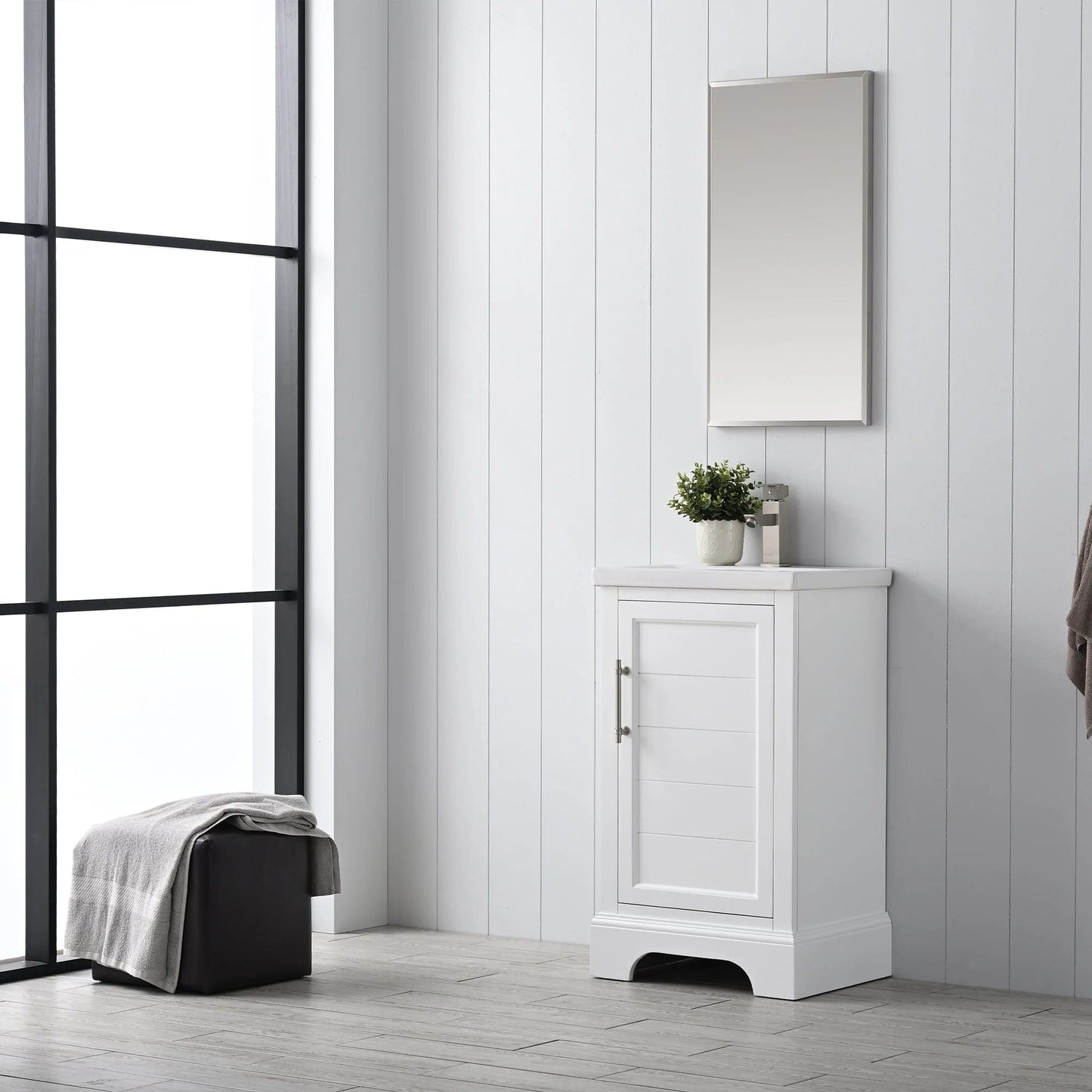 Vanity Art Vannes 20" Single Sink Bathroom Vanity in Silver Grey / White / Vintage Green