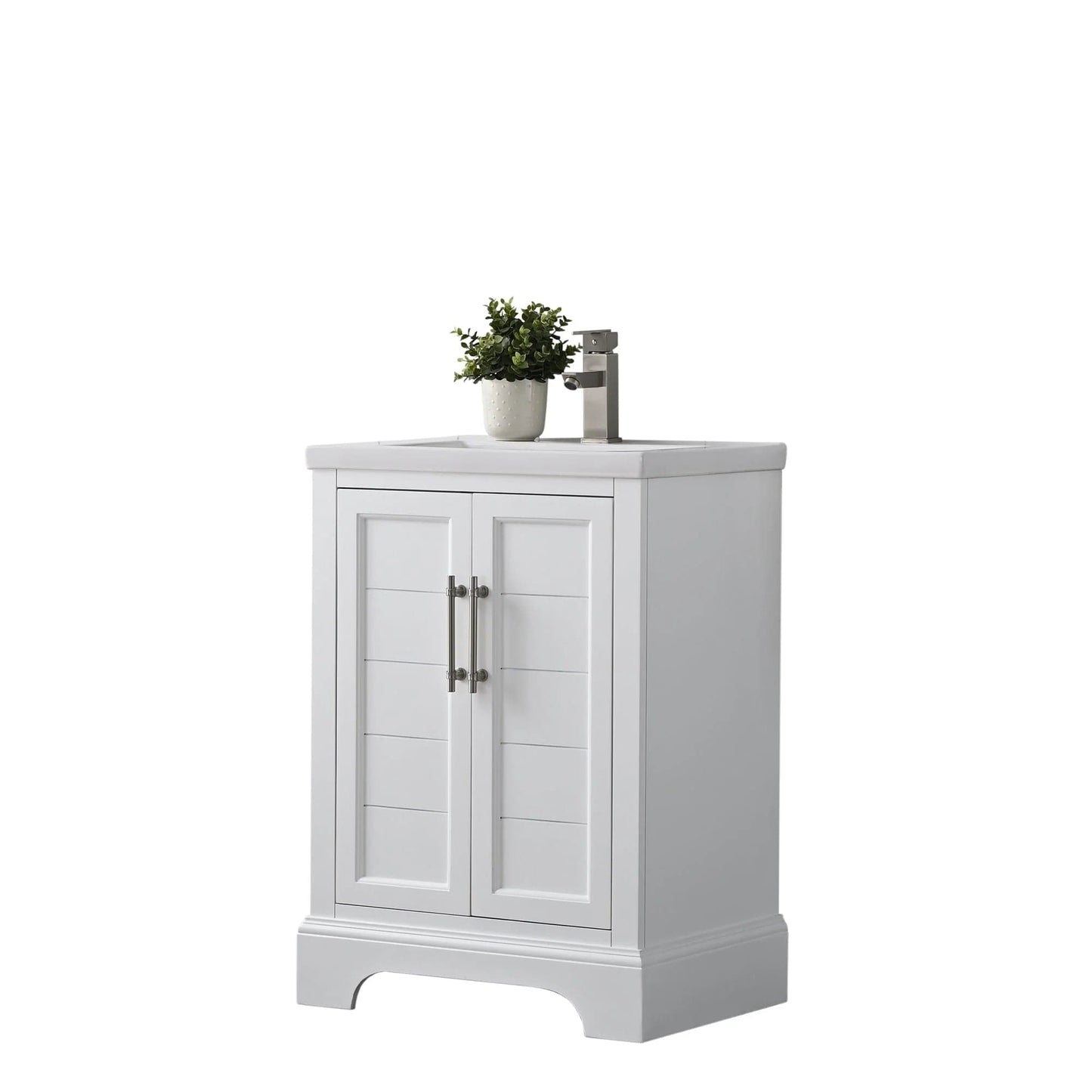 Vanity Art Vannes 24" Single Sink Bathroom Vanity in Silver Grey / White / Vintage Green