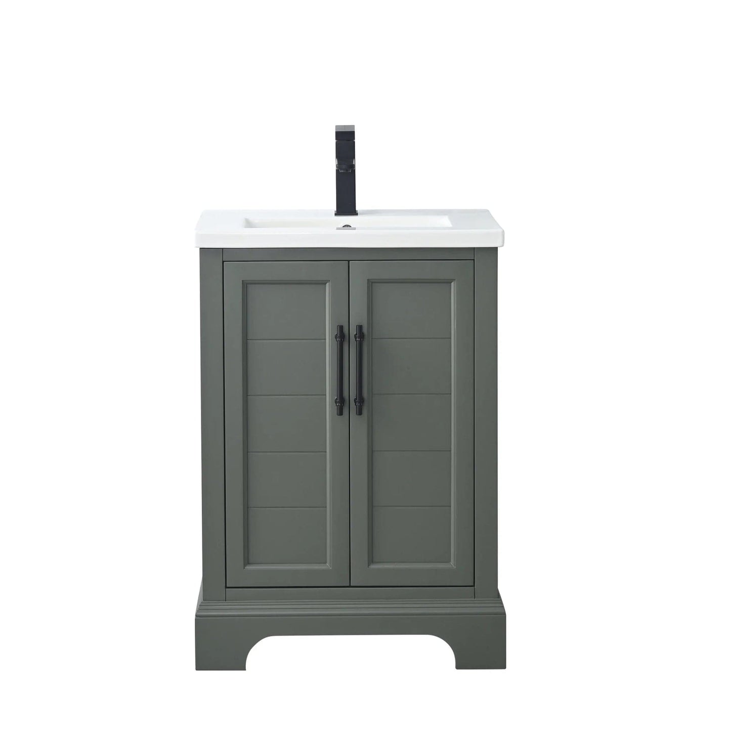 Vanity Art Vannes 24" Single Sink Bathroom Vanity in Silver Grey / White / Vintage Green